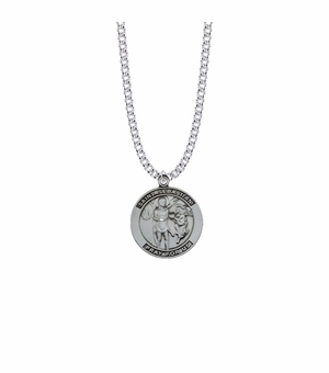 1 Inch Sterling Silver Large Round St. Sebastian Medal, Patron Saint Of Athletes