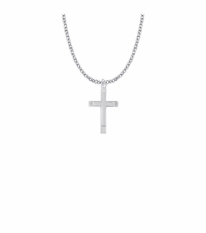1 Inch Sterling Silver Lined Inner Cross Necklace