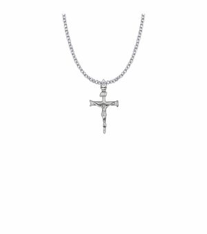 1 Inch Sterling Silver Nail Crucifix Necklace