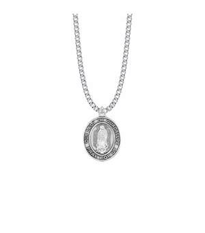 1 Inch Sterling Silver Our Lady of Guadalupe Oval Medal