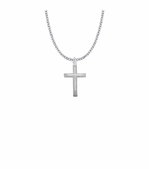 1 Inch Sterling Silver Outlined Inner Cross Necklace
