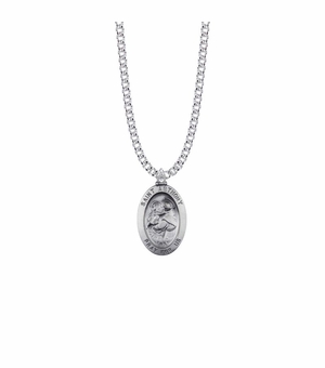 1 Inch Sterling Silver Oval St. Anthony Medal, Patron Saint of Lost Articles