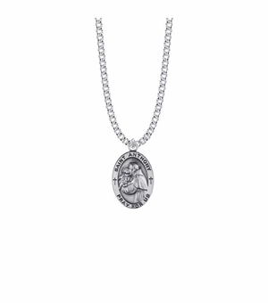 1 Inch Sterling Silver Oval St. Anthony Medal, Patron Saint of Lost Articles