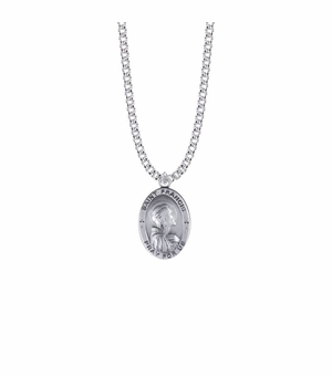 1 Inch Sterling Silver Oval St. Francis Medal, Patron Saint of Animals
