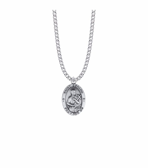 1 Inch Sterling Silver Oval St. Gerard Medal, Patron Saint of Expectant Mothers