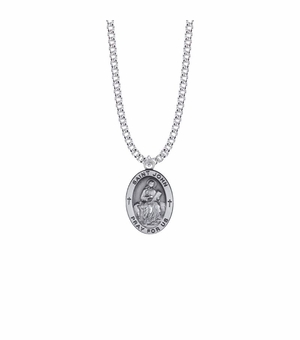 1 Inch Sterling Silver Oval St. John Medal, Patron Saint of Friendships and Authors