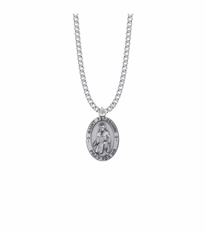 1 Inch Sterling Silver Oval St. Peregrine Medal, Patron Saint of Cancer
