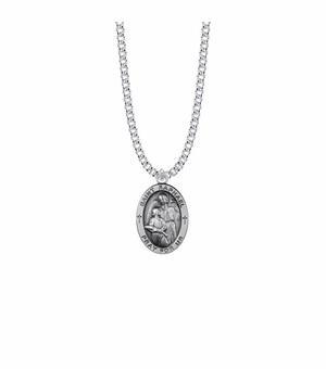 1 Inch Sterling Silver Oval St. Raphael Medal, Patron Saint of Doctors and Medical Workers