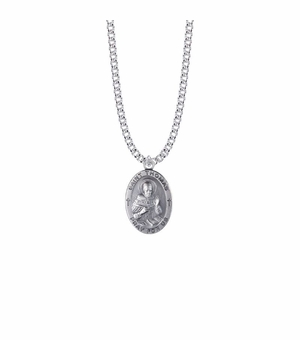 1 Inch Sterling Silver Oval St. Thomas Medal, Patron Saint of Scholars and Lawyers