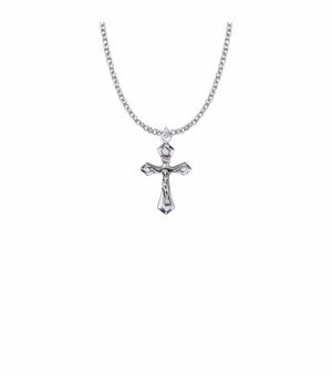1 Inch Sterling Silver Pointed Ends Crucifix Necklace