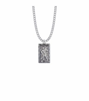 1 Inch Sterling Silver Rectangle St. Christopher Medal, Patron Saint of Travelers
