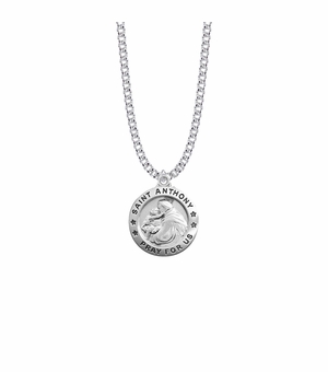 1 Inch Sterling Silver Round St. Anthony Medal, Patron Saint of Lost Articles