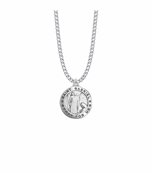 1 Inch Sterling Silver Round St. Gabriel Medal, Patron Saint of Messengers