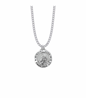 1 Inch Sterling Silver Round St. Jude Medal, Patron Saint of Hopeless Causes