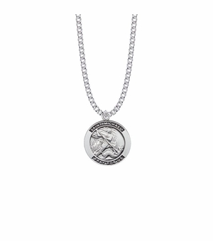1 Inch Sterling Silver Round St. Michael Medal, Patron Saint of Police Officers