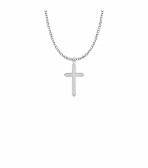 1 Inch Sterling Silver Sword Ends Cross Necklace