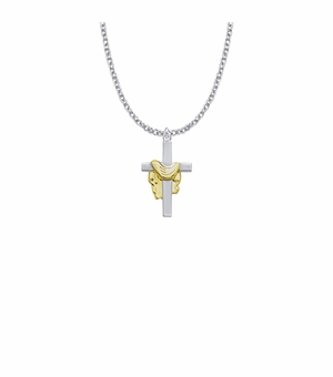 1 Inch Two-Tone Sterling Silver Robe Cross Necklace