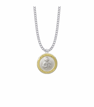 1 Inch Two-Tone Sterling Silver St. Jude Medal, Patron Saint of Hopeless Causes and Desperation