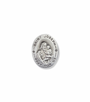 1 x 3/4 Inch Pewter Oval St. Joseph, Patron Saint of Workers/Carpenters Pin