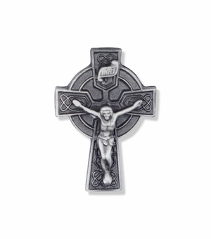 1 x 5/8  Inch Pewter Celtic Crucifix Pin
