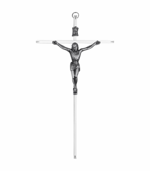 10 Inch Silver Plated Metal Wall Crucifix