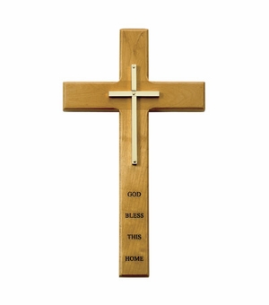 10" Personalized Cross House Blessing Maple Wood Cross