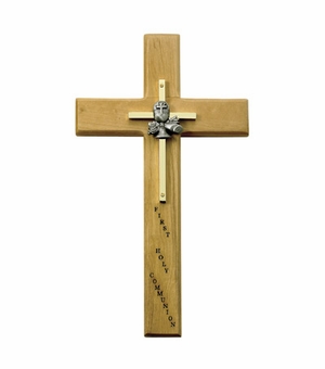 10" Personalized First Communion General Maple Wood Cross