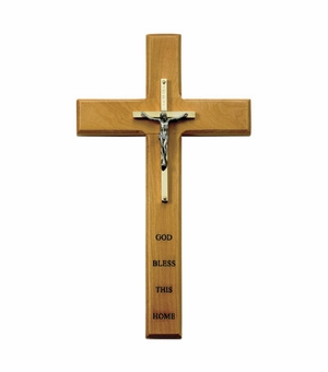 10" Personalized House Blessing Maple Wood Crucifix Cross