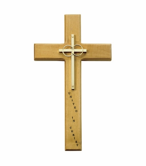 10" Personalized Wedding Maple Wood Cross