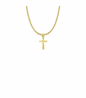 11/16 Inch 14KT Gold Plated Over Sterling Silver Flared Cross Necklace