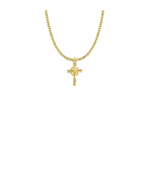 11/16 Inch 18KT Gold Plated Over Sterling Silver Filigree and Flared Cross Necklace