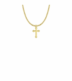 11/16 Inch Gold Plated Budded Ends Cross Necklace