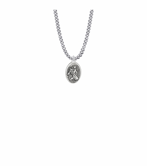 11/16 Inch Pewter Oval St. Christopher Medal, Patron Saint of Travelers