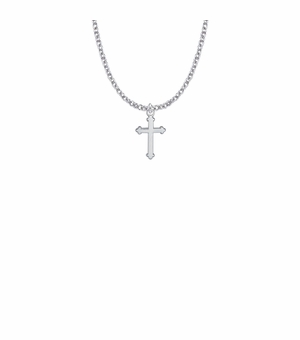 11/16 Inch Silver Plated Budded Ends Cross Necklace