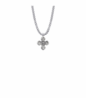 11/16 Inch Sterling Silver Engraved Antique Four Way Medal