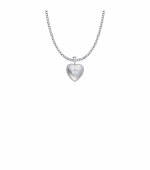 11/16 Inch Sterling Silver Engraved Cross on Heart Locket Necklace