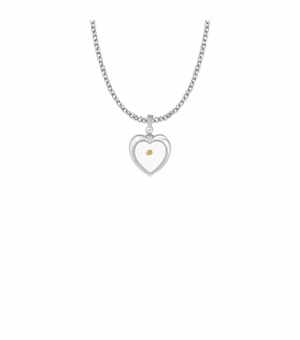 11/16 Inch Sterling Silver Mustard Seed Heart Necklace