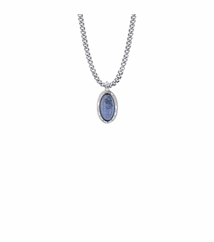 11/16 Inch Sterling Silver Oval Blue Enameled St. Christopher Medal, Patron Saint of Travelers