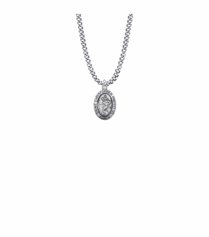 11/16 Inch Sterling Silver Oval St. Christopher Medal, Patron Saint of Travelers