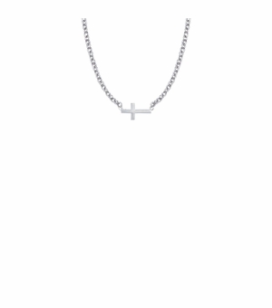 11/16 Inch Sterling Silver Sideways Cross Necklace