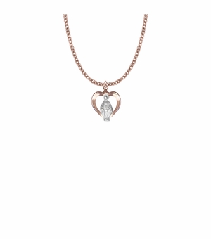 11/16 Inch Two-Tone Rose Gold Over Sterling Silver Pierced Heart Miraculous Medal