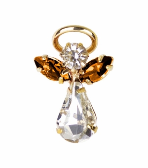 11/16 x 7/16 Gold Plated Inch November Topaz Birthstone Angel Lapel Pin
