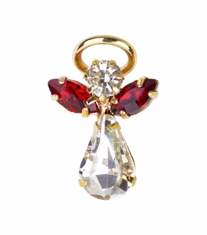 11/16 x 7/16 Inch Gold Plated January Garnet Birthstone Angel Lapel Pin
