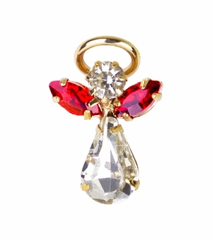 11/16 x 7/16 Inch Gold Plated July Ruby Birthstone Angel Lapel Pin