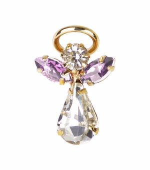 11/16 x 7/16 Inch Gold Plated June Alexandrite Birthstone Angel Lapel Pin