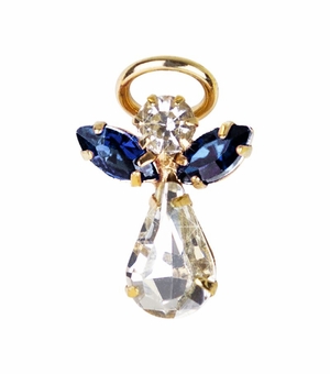 11/16 x 7/16 Inch Gold Plated September Birthstone Angel Lapel Pin