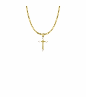 13/16 Inch 18KT Gold Plated Over Sterling Silver Pointed Ends Cross Necklace