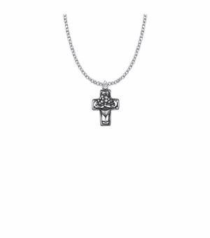 13/16 Inch Antiqued Silver Plated First Communion Chalice Cross Necklace