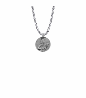 13/16 Inch Pewter Small Round Saint Agatha Medal, Patron Saint of Breast Cancer Patients