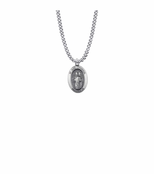 13/16 Inch Sterling Silver Oval St. Jude Medal, Patron Saint of Hopeless Causes and Desperation